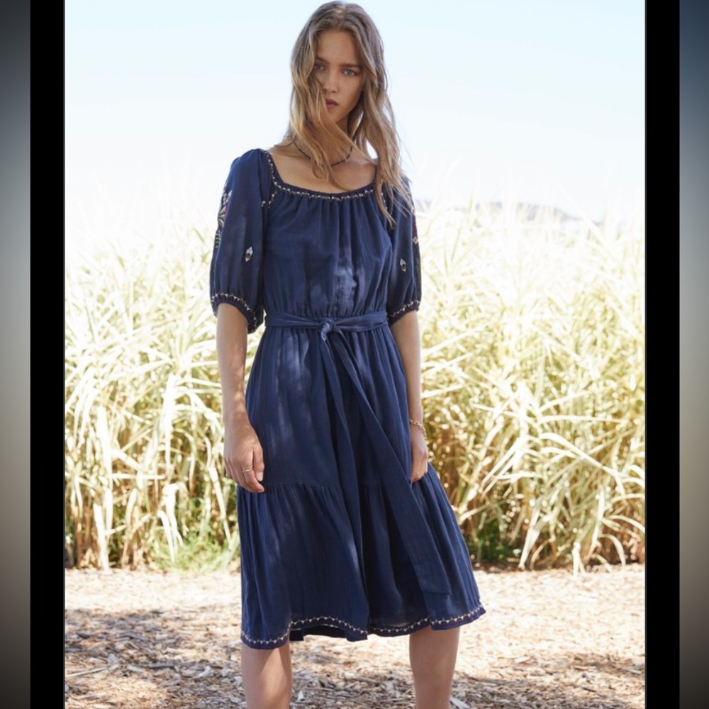 Monae Embroidered Cotton Dress by Velvet by Graham & Spencer size XS EUC